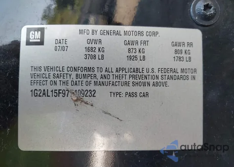 2007 Pontiac G5 z USA, uszkodzony, nr VIN 1G2AL15F977409232